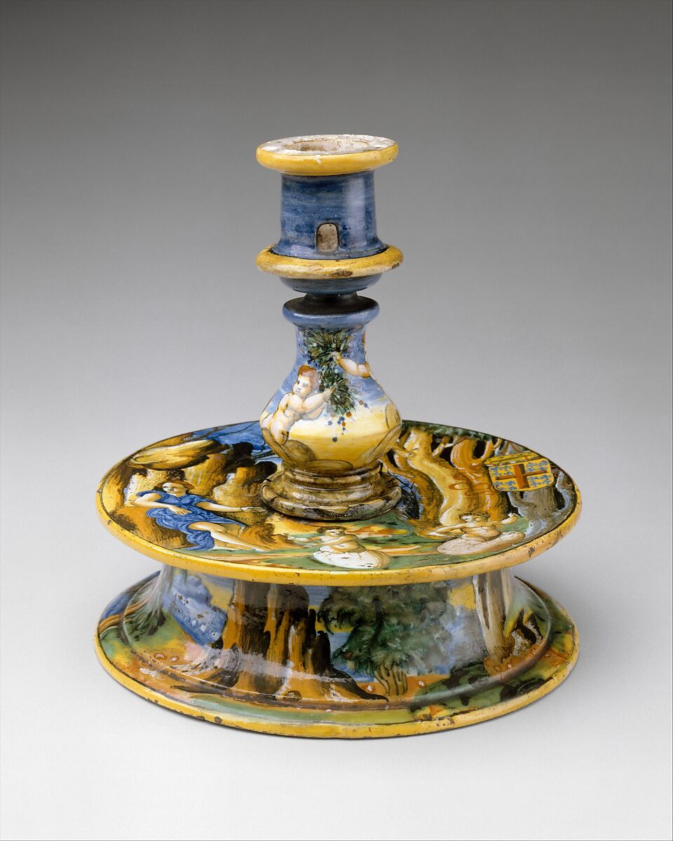 Candlestick (candeliere), workshop of Guido Durantino (Italian, Urbino, active 1516–ca. 1576), Maiolica (tin-glazed earthenware), Italian, Urbino 