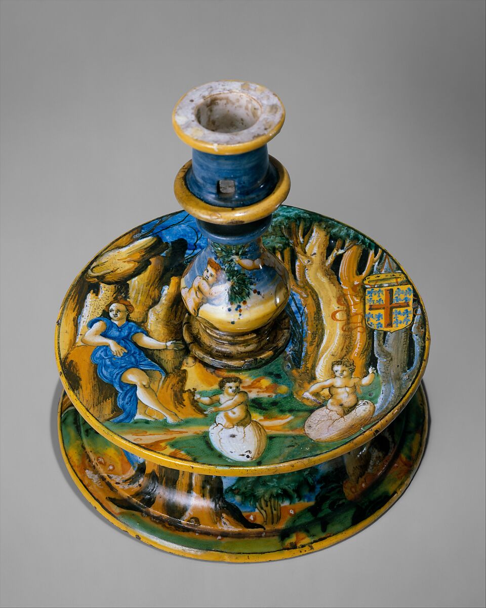 Candlestick (candeliere), workshop of Guido Durantino (Italian, Urbino, active 1516–ca. 1576), Maiolica (tin-glazed earthenware), Italian, Urbino