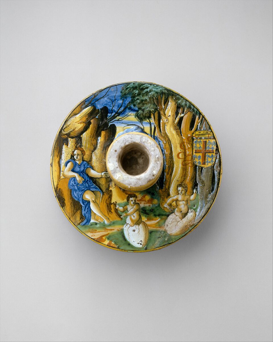 Candlestick (candeliere), workshop of Guido Durantino (Italian, Urbino, active 1516–ca. 1576), Maiolica (tin-glazed earthenware), Italian, Urbino