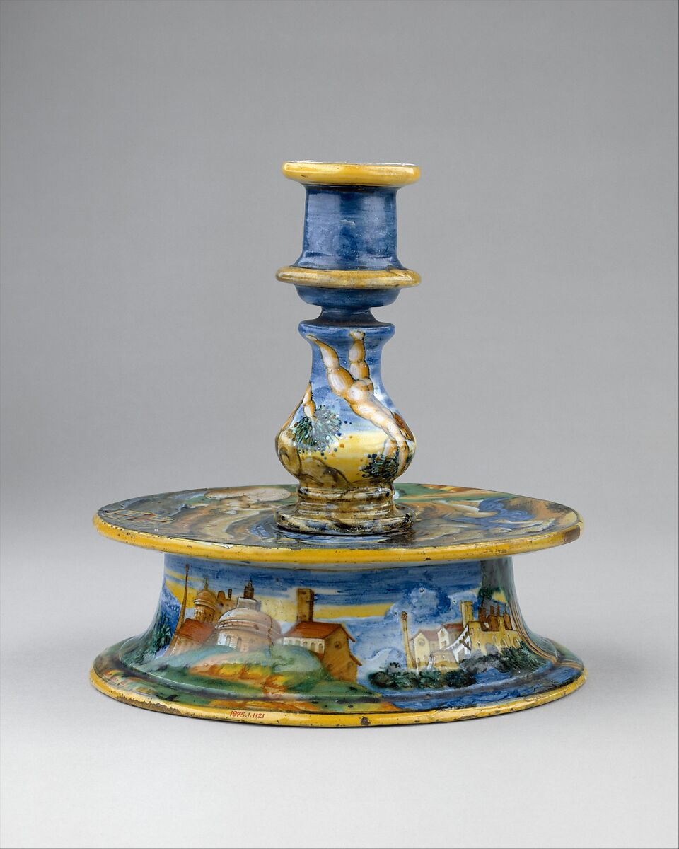 Candlestick (candeliere), workshop of Guido Durantino (Italian, Urbino, active 1516–ca. 1576), Maiolica (tin-glazed earthenware), Italian, Urbino