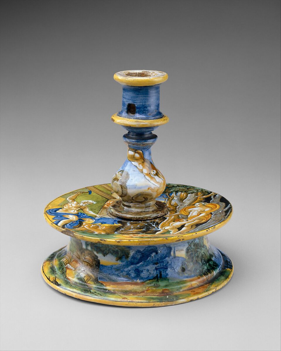 Candlestick (candeliere), workshop of Guido Durantino (Italian, Urbino, active 1516–ca. 1576), Maiolica (tin-glazed earthenware), Italian, Urbino 