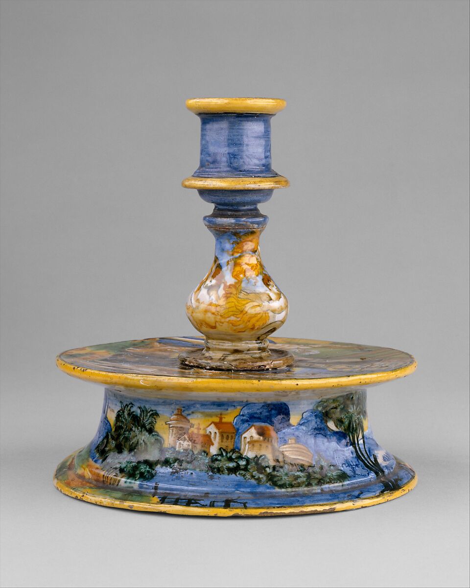 Candlestick (candeliere), workshop of Guido Durantino (Italian, Urbino, active 1516–ca. 1576), Maiolica (tin-glazed earthenware), Italian, Urbino
