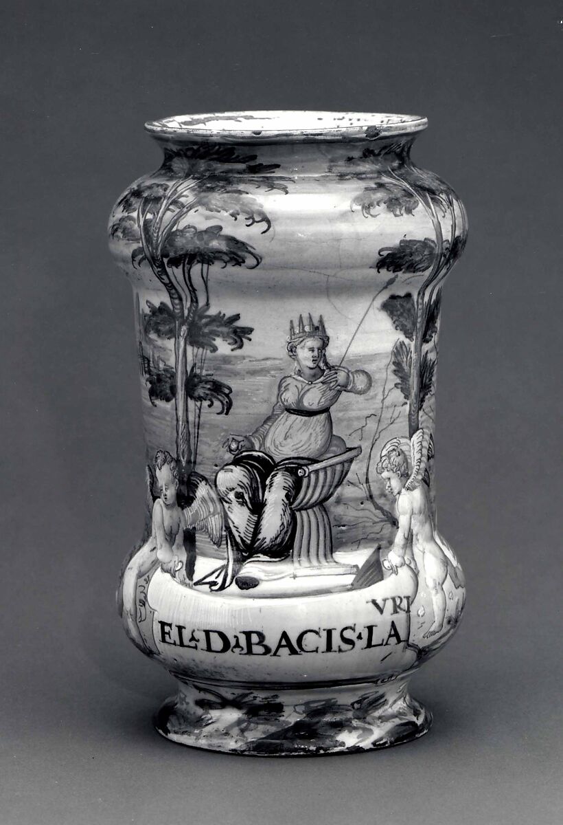 Apothecary jar (albarello), Maiolica (tin-glazed earthenware), Italian, Urbino