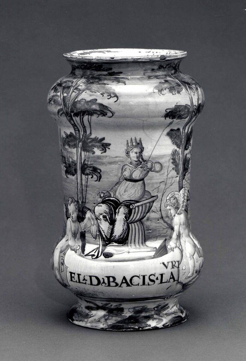 Apothecary jar (albarello), Maiolica (tin-glazed earthenware), Italian, Urbino 