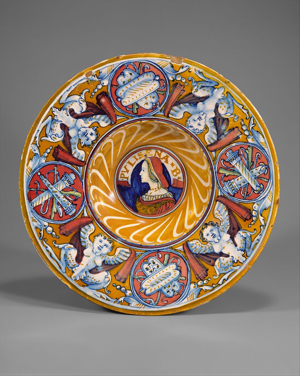 Plate (tondino), probably workshop of Maestro Giorgio Andreoli (Italian (Gubbio), active first half of 16th century), Maiolica (tin-glazed earthenware) 