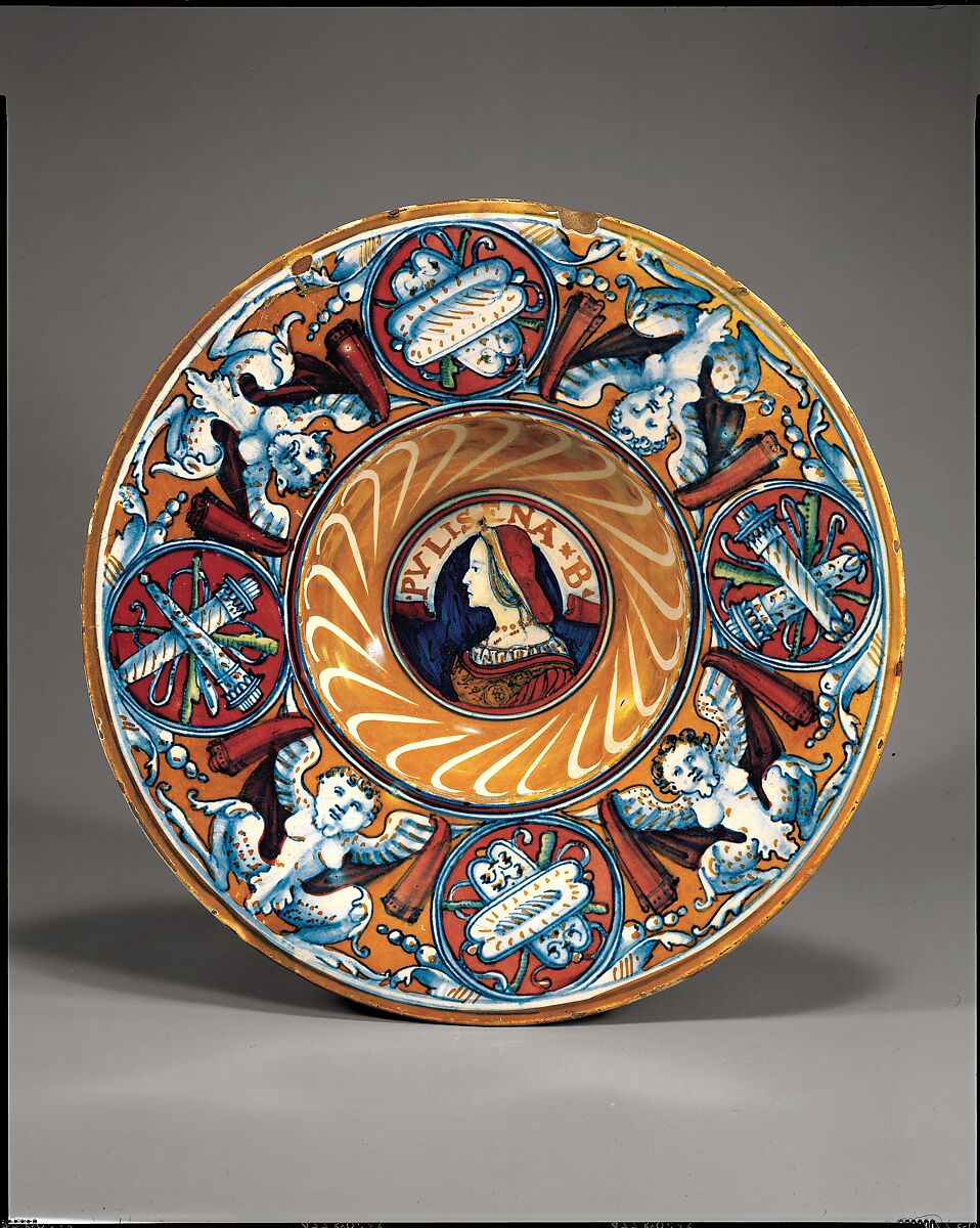Plate (tondino), probably workshop of Maestro Giorgio Andreoli (Italian (Gubbio), active first half of 16th century), Maiolica (tin-glazed earthenware)