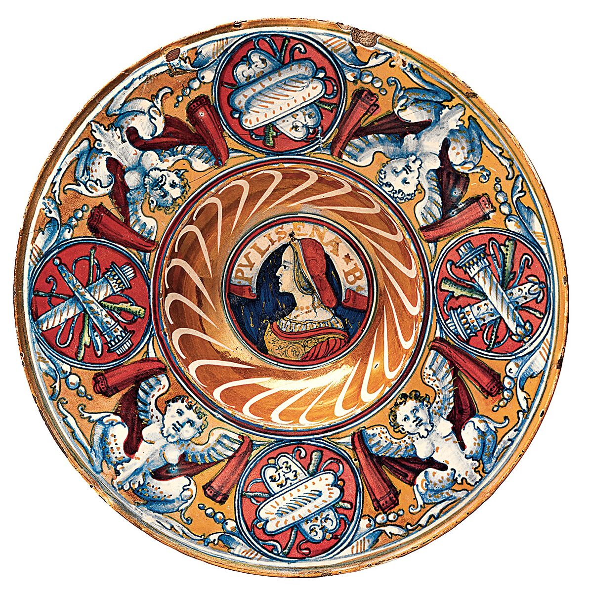 Plate (tondino), probably workshop of Maestro Giorgio Andreoli (Italian (Gubbio), active first half of 16th century), Maiolica (tin-glazed earthenware)
