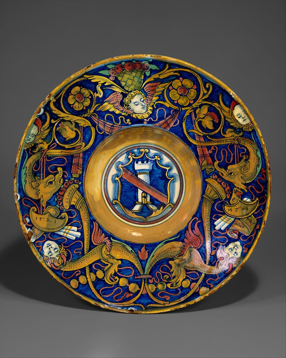 Dish (tondino), Maiolica (tin-glazed earthenware), Italian, Gubbio 