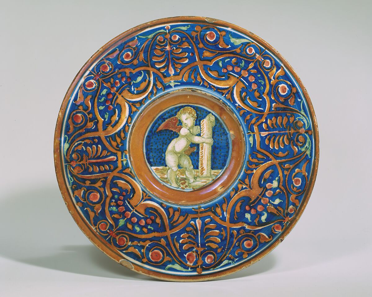 Plate (tagliere), Maiolica (tin-glazed earthenware), Italian, Gubbio 