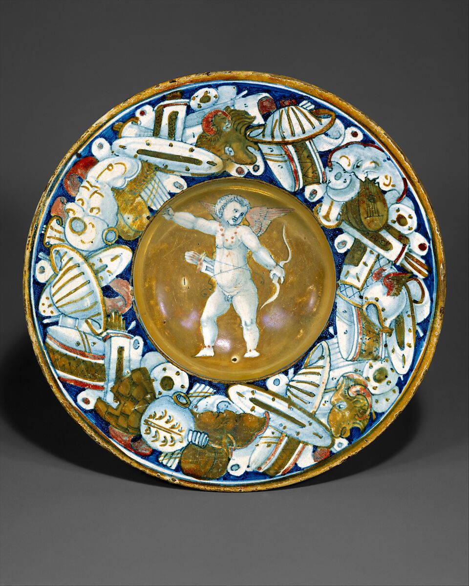 Dish (tondino), Maiolica (tin-glazed earthenware), Italian, Gubbio 