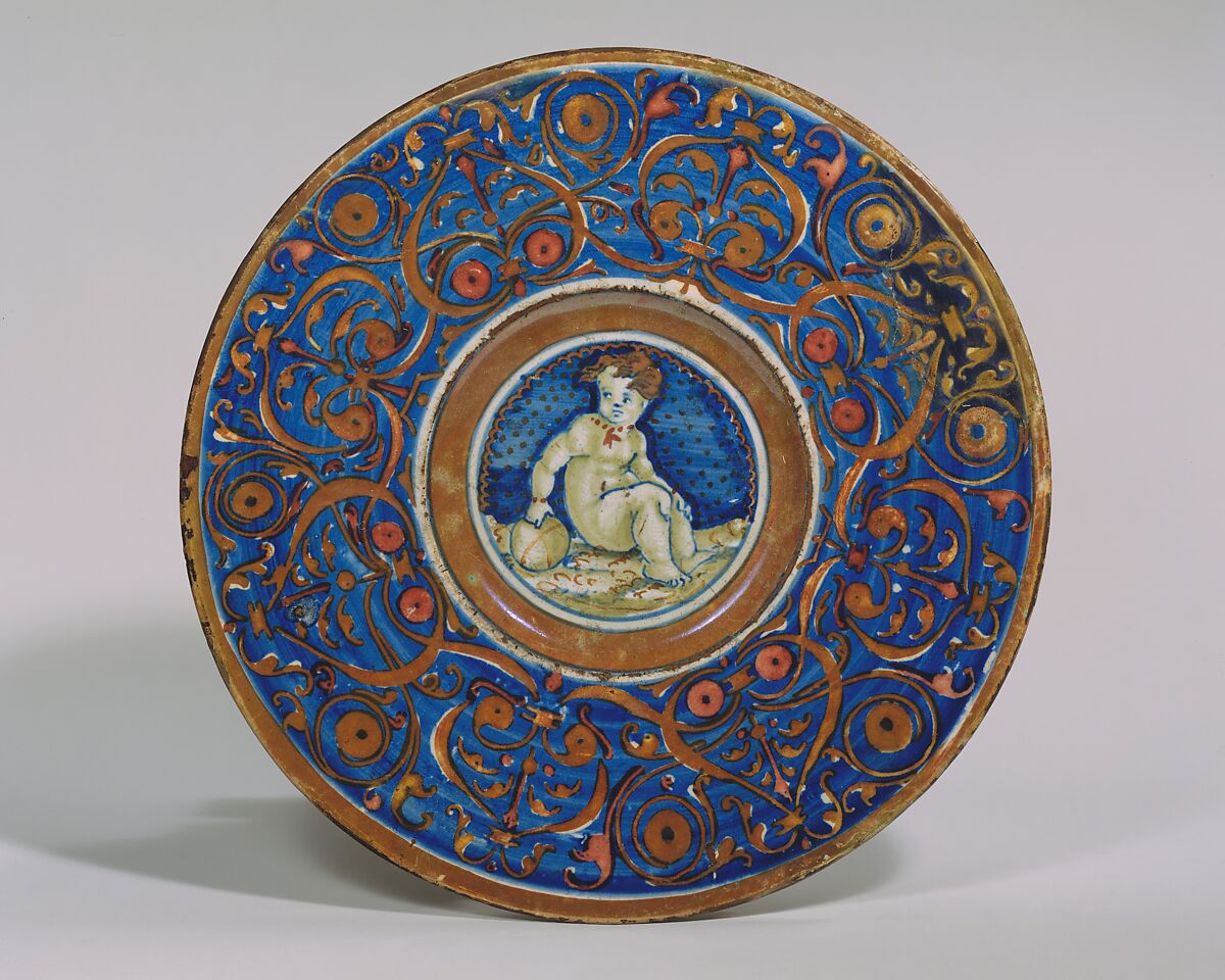 Plate (tagliere), Maiolica (tin-glazed earthenware), Italian, Gubbio 