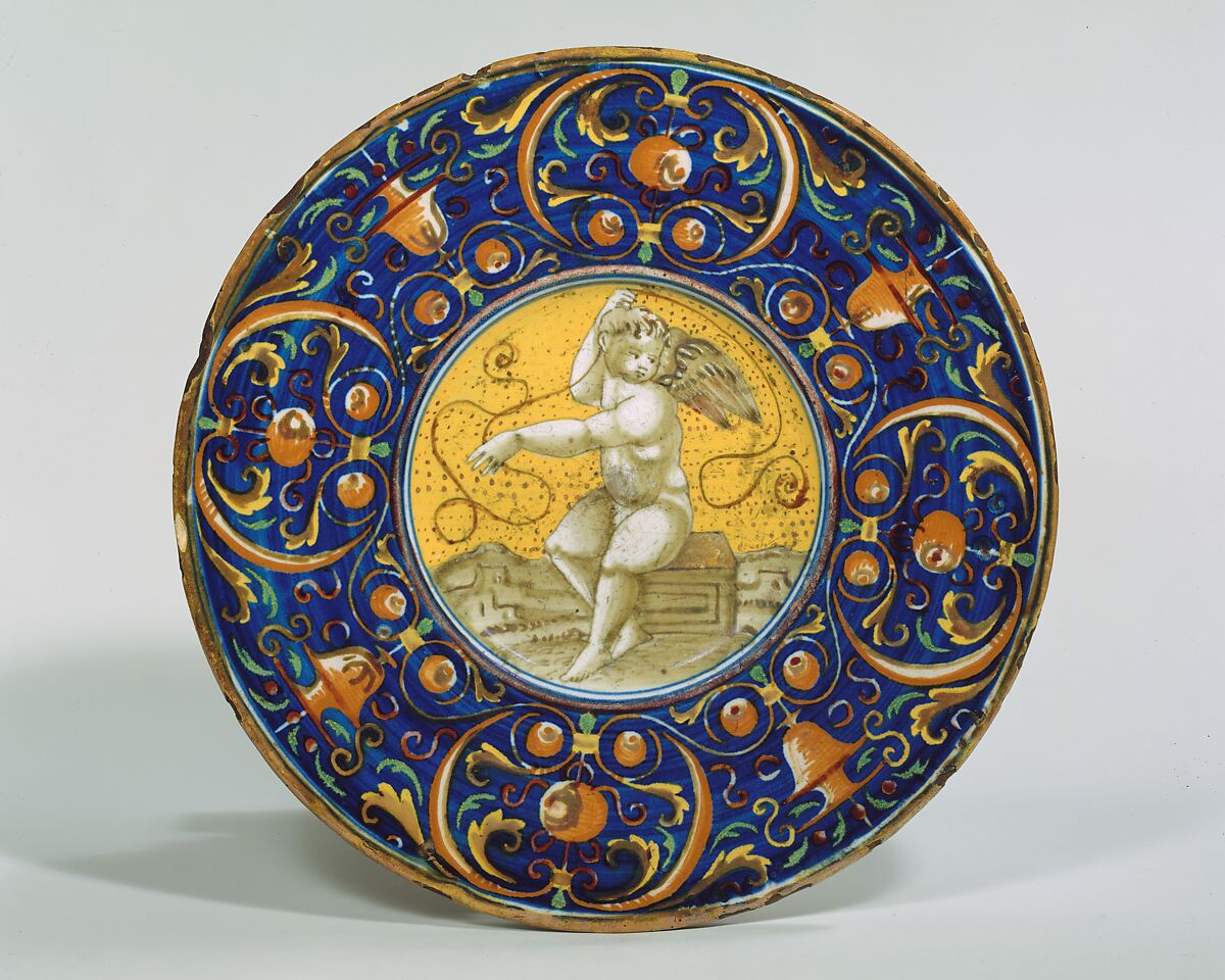 Plate (tagliere), Maiolica (tin-glazed earthenware), Italian, Gubbio 