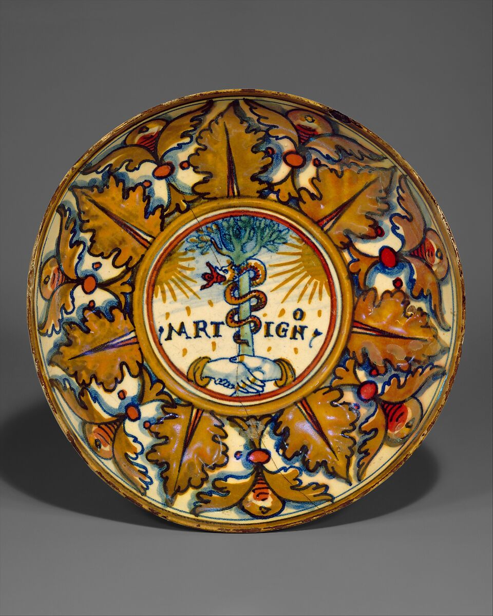 Dish (coppa), Maiolica (tin-glazed earthenware), Italian, Gubbio 