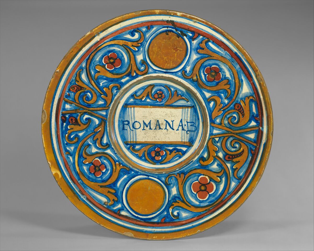 Plate (tagliere), Maiolica (tin-glazed earthenware), Italian, Gubbio 