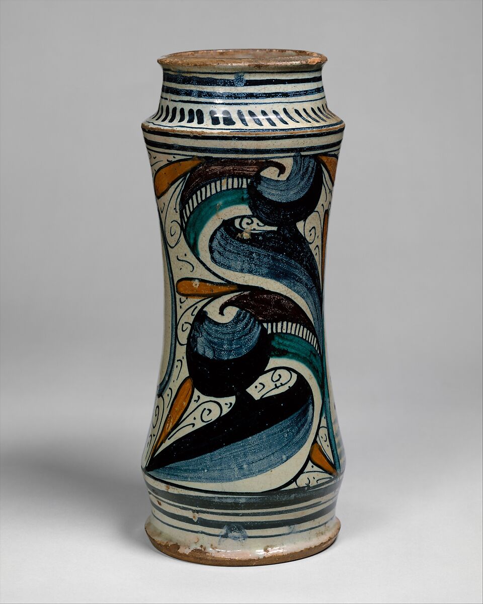 Apothecary jar (albarello), Maiolica (tin-glazed earthenware), Italian, Naples