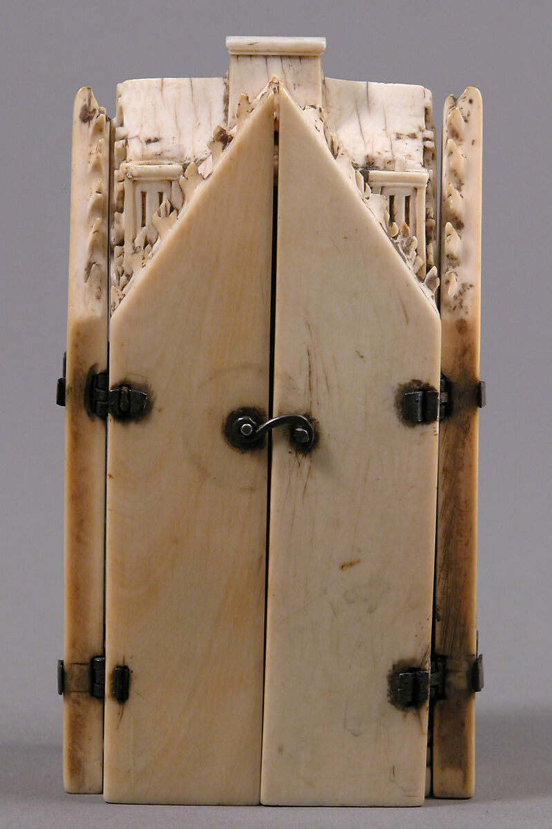 Tabernacle Polyptych with the Madonna and Child and Scenes from the Life of Christ, Ivory with traces of original gilding and polychromy; silver hinges., Northern France (?)