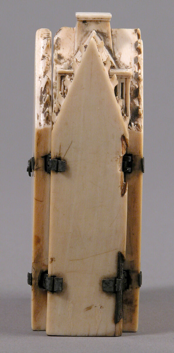 Tabernacle Polyptych with the Madonna and Child and Scenes from the Life of Christ, Ivory with traces of original gilding and polychromy; silver hinges., Northern France (?)