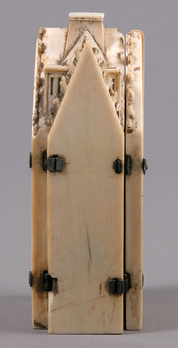 Tabernacle Polyptych with the Madonna and Child and Scenes from the Life of Christ, Ivory with traces of original gilding and polychromy; silver hinges., Northern France (?)