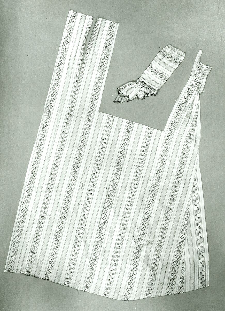 Part of a dress and twenty-five fragments, Silk, French