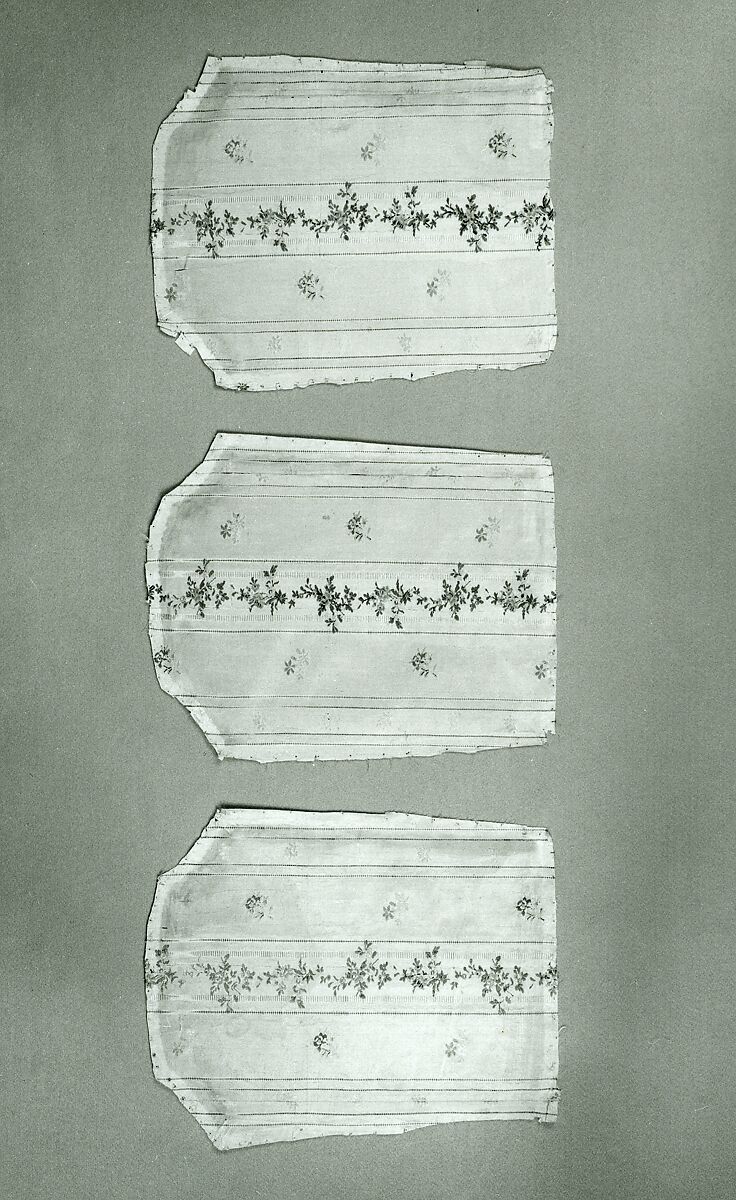 Part of a dress and twenty-five fragments, Silk, French