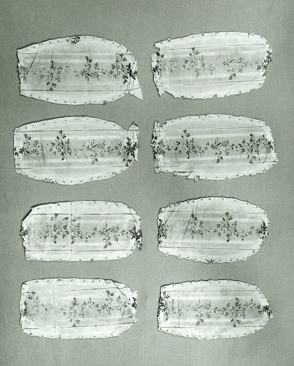 Part of a dress and twenty-five fragments, Silk, French