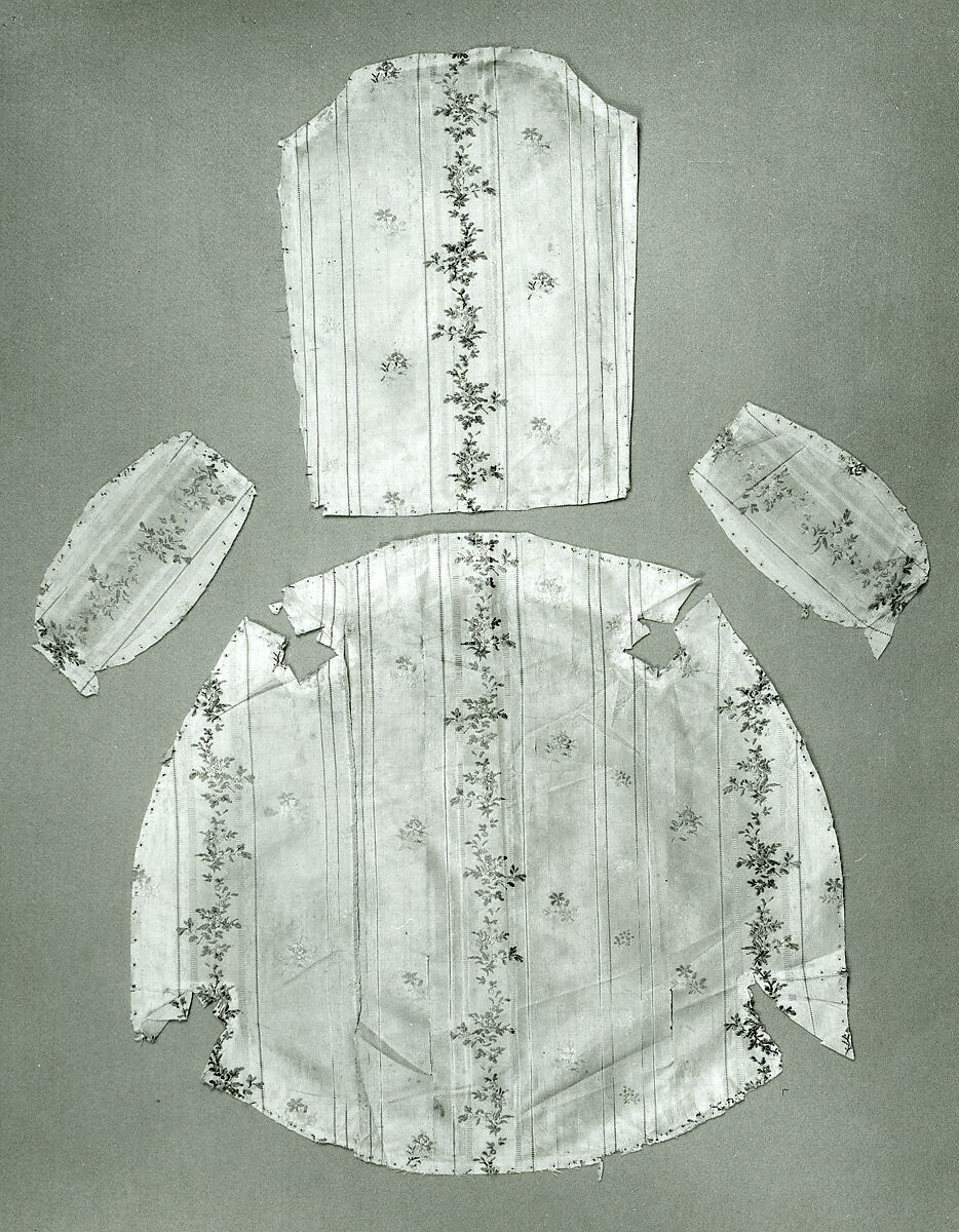 Part of a dress and twenty-five fragments, Silk, French