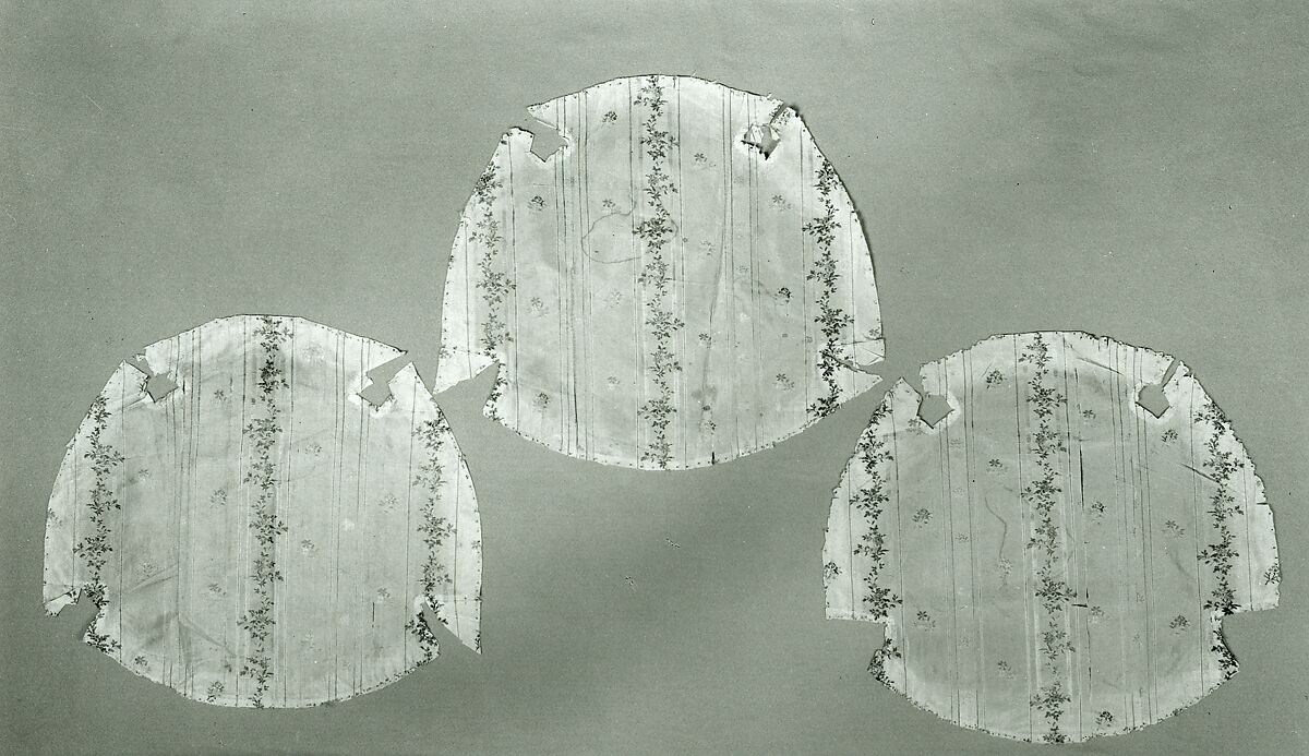 Part of a dress and twenty-five fragments, Silk, French