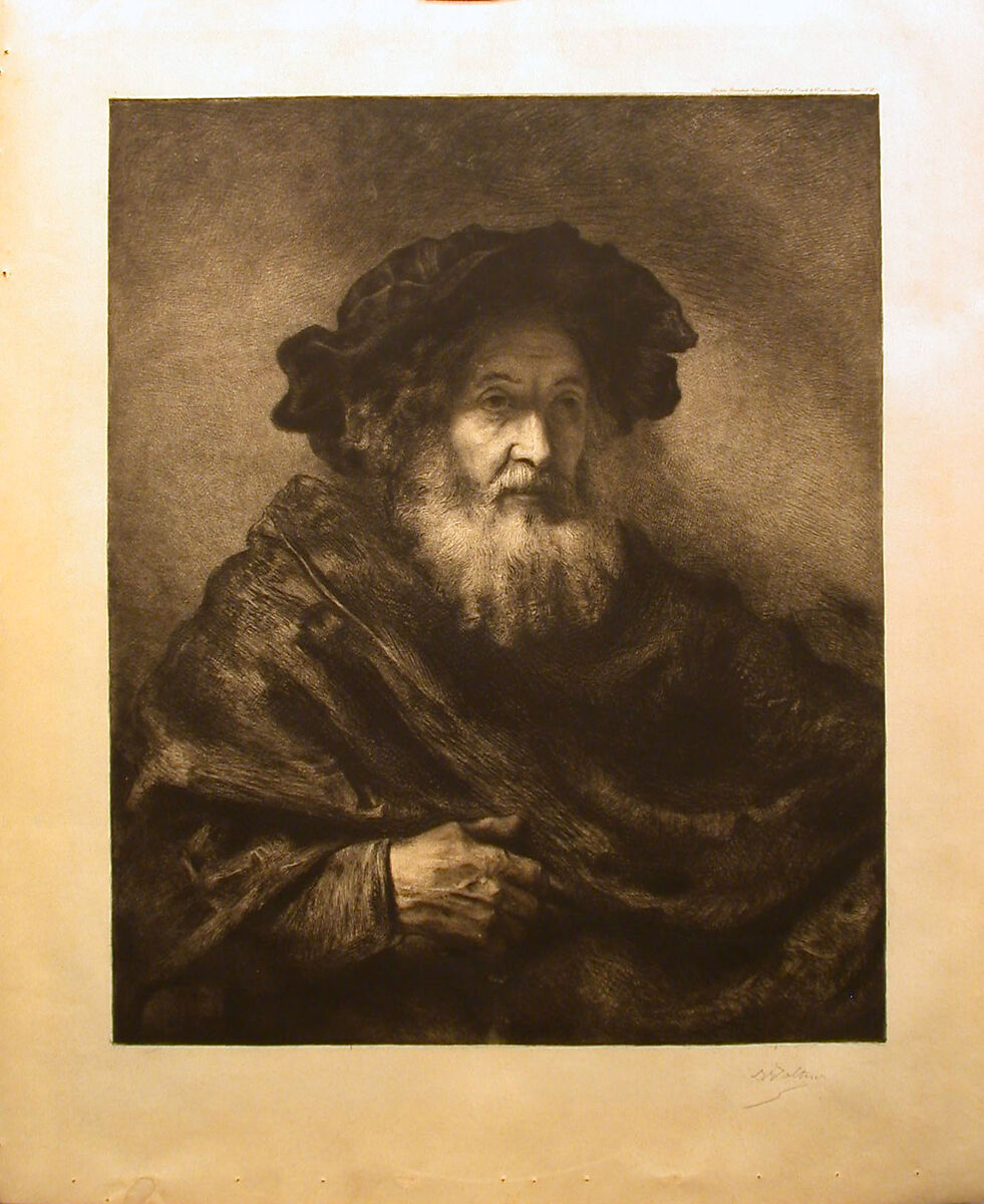 Untitled: Rembrandtesque Old Man, Waltner, etching 