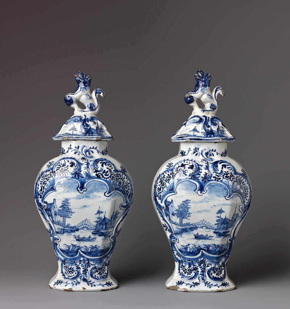 Covered vase, De Porceleyne Bijl (The Porcelain Axe) Factory, Delft, Tin-glazed earthenware, Dutch, Delft 