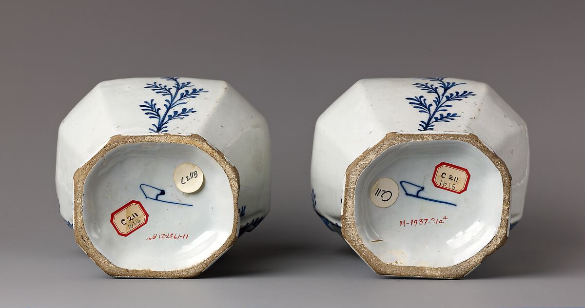 Covered vase, De Porceleyne Bijl (The Porcelain Axe) Factory, Delft, Tin-glazed earthenware, Dutch, Delft