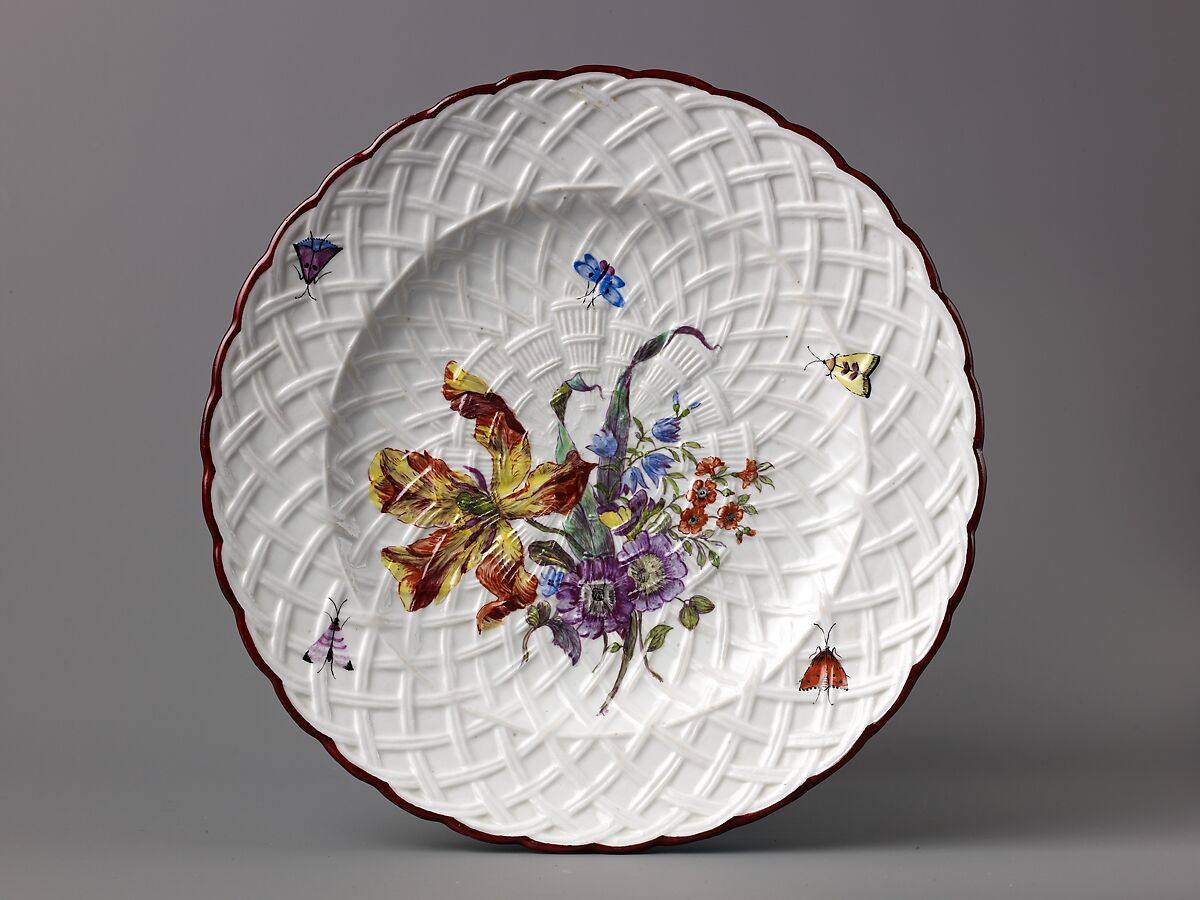 Nine dessert plates, Hard-paste porcelain, German, Nymphenburg