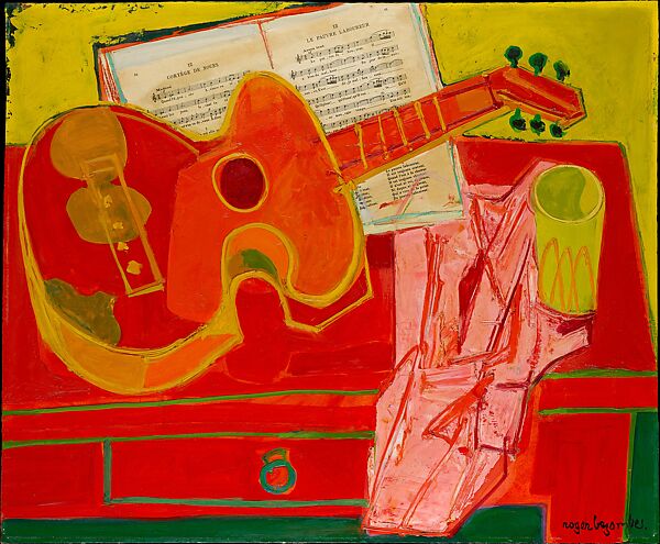 Guitar ("Le Pauvre Laboureur"), Roger Bezombes (French, Paris 1913–1994 Paris), Oil and papier collé, on wood, French