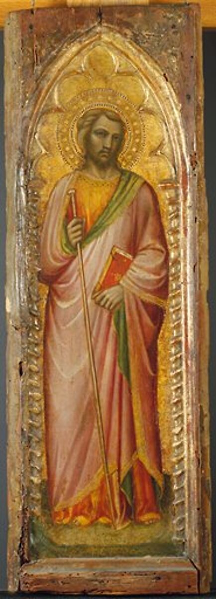 One of a pair of pilaster panels, A single piece of poplar. Gilt; red-brown bole. , Florentine