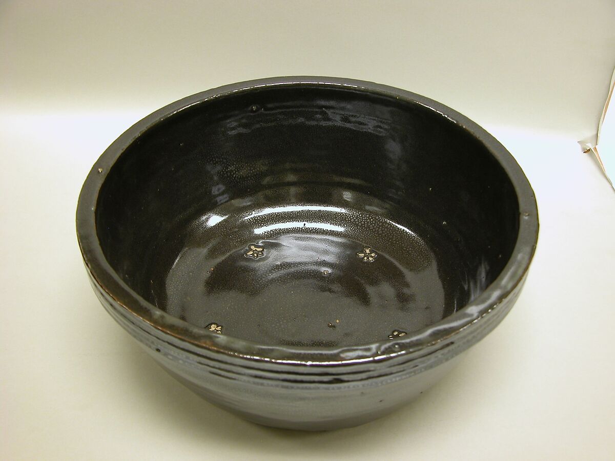 Water container, Stoneware with oil-spot glaze (Huairen ware), Japanese lacquer cover, China
