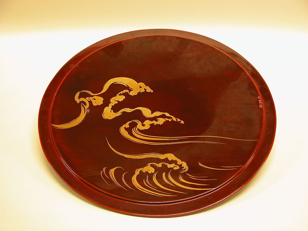 Water container, Stoneware with oil-spot glaze (Huairen ware), Japanese lacquer cover, China