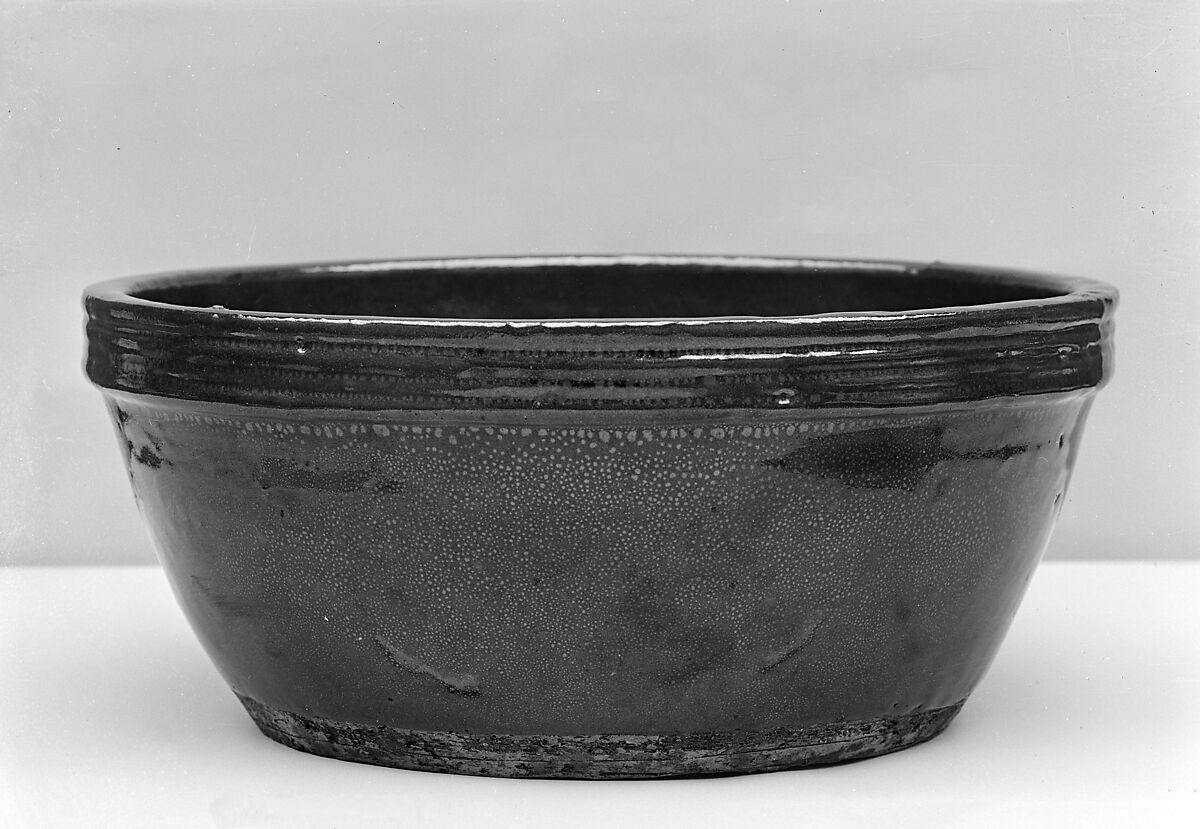 Water container, Stoneware with oil-spot glaze (Huairen ware), Japanese lacquer cover, China