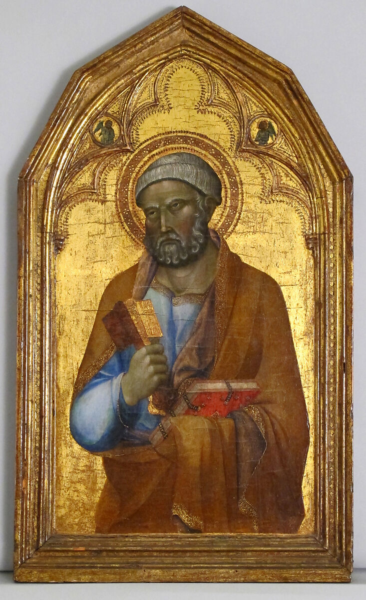 Engaged molding on a polyptych panel, Siena, Poplar. Gilt; deep brown-orange bole., Italian, Siena 