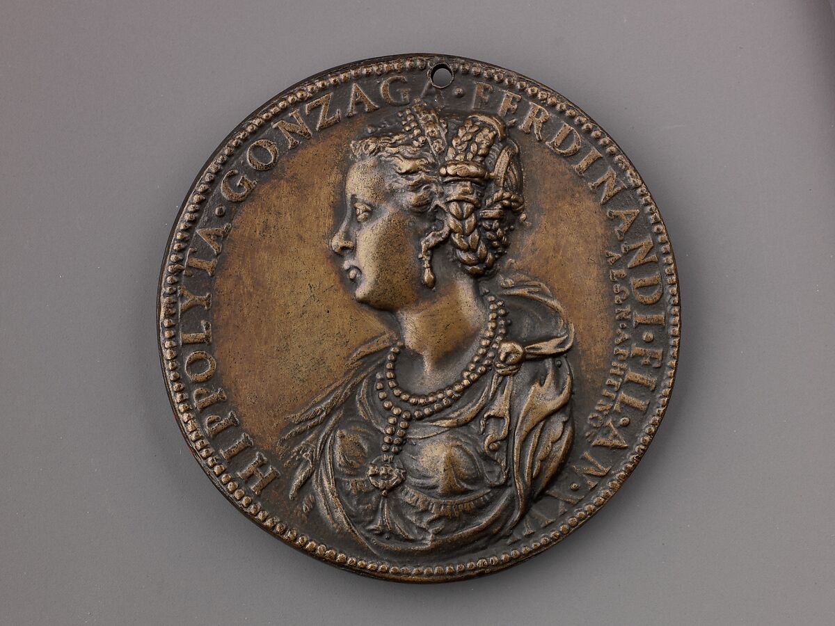 Medal:  Ippolita Gonzaga, Leone Leoni (Italian, Menaggio ca. 1509–1590 Milan), Bronze (Copper alloy with worn, dark brown patina) 