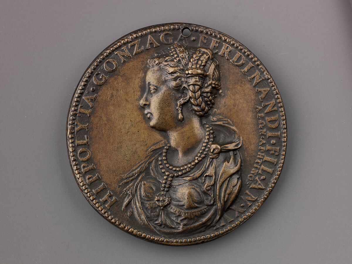 Medal:  Ippolita Gonzaga, Leone Leoni (Italian, Menaggio ca. 1509–1590 Milan), Bronze (Copper alloy with worn, dark brown patina)