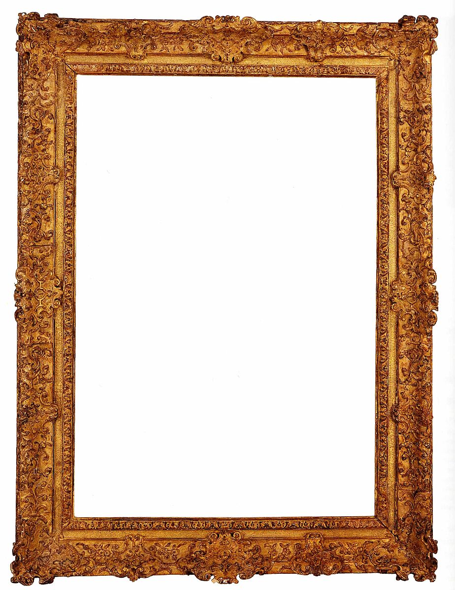 Ogee frame, Oak. Carved, gilt; red-brown bole., French 