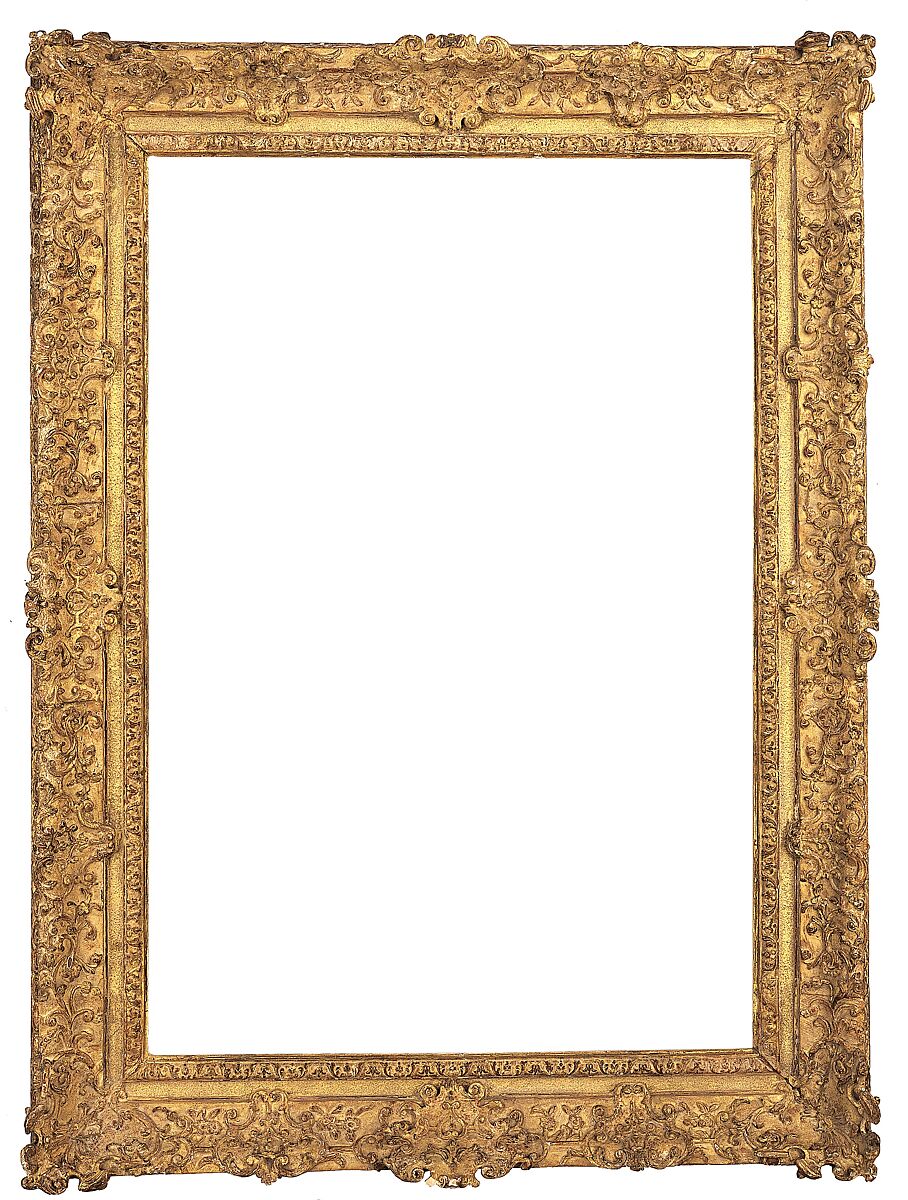 Ogee frame, Oak. Carved, gilt; red-brown bole., French