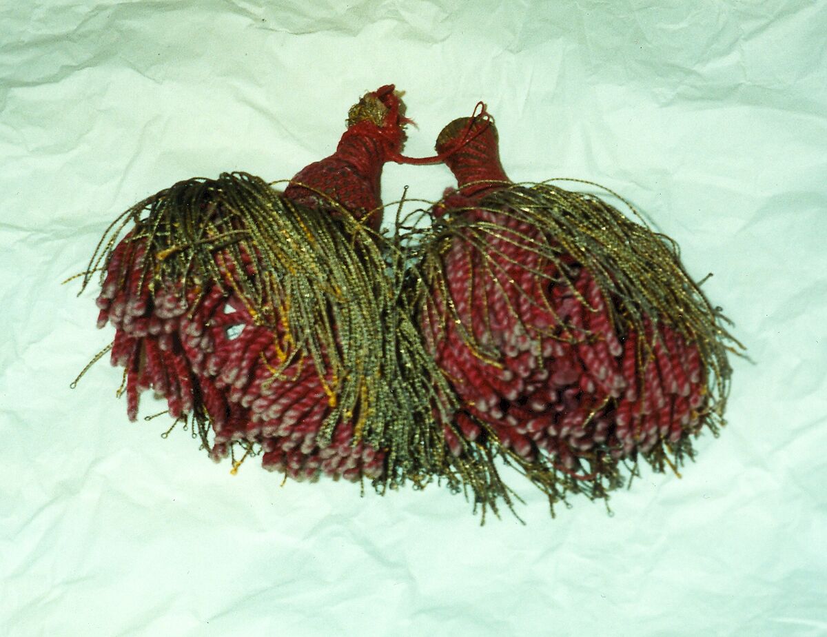 Pair of tassels, cotton; metal., European 