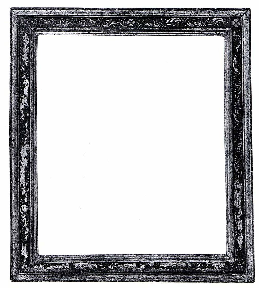 Cassetta frame, Poplar or spruce. Fragments of canvas in rebate. Gilt; red-orange bole, blue sgrafitto., Venetian 