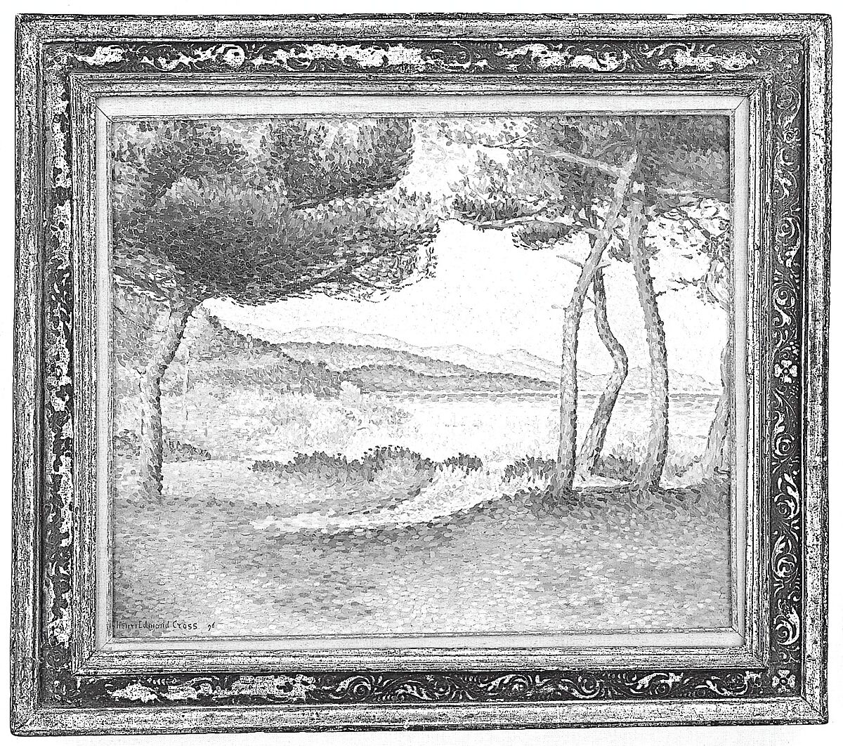 Cassetta frame, Poplar or spruce. Fragments of canvas in rebate. Gilt; red-orange bole, blue sgrafitto., Venetian