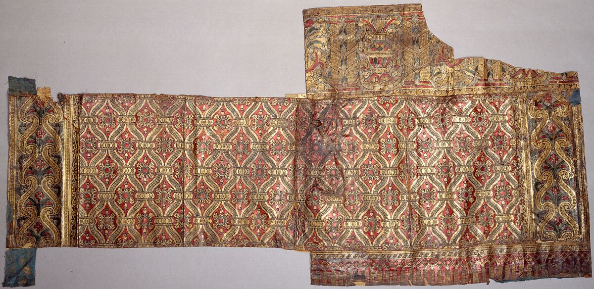 Border, Leather; canvas; linen, Italian or Spanish