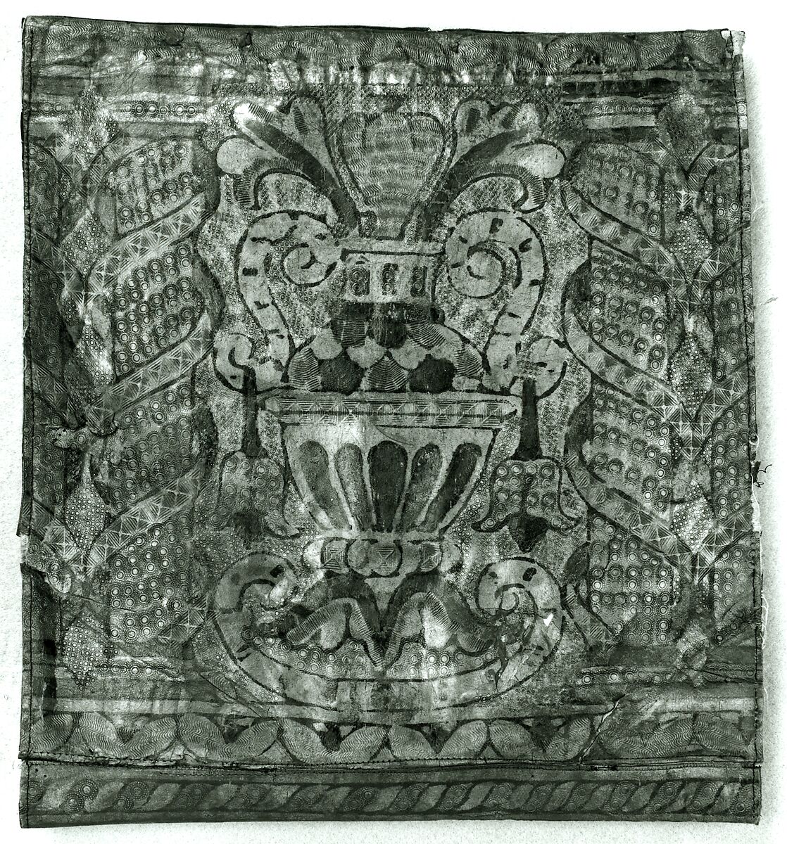 Chair Seat Cushion, Italian or Spanish (17th century), Leather, tooled and painted, Italian or Spanish