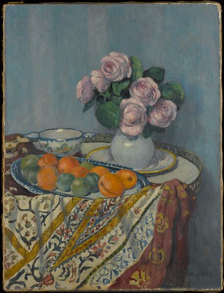 Bouquet of Roses and Fruit, Albert André (French, Lyons 1869–1954 Laudun), Oil on canvas