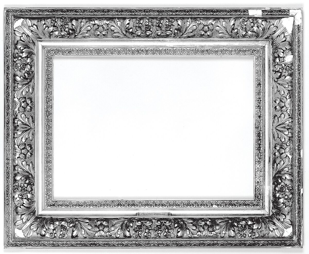 Barbizon frame, Pine; plaster ornament., French 