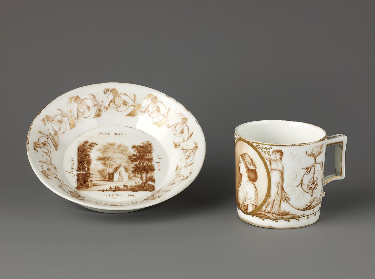 Cup and saucer, Hard-paste porcelain, German, Nymphenburg