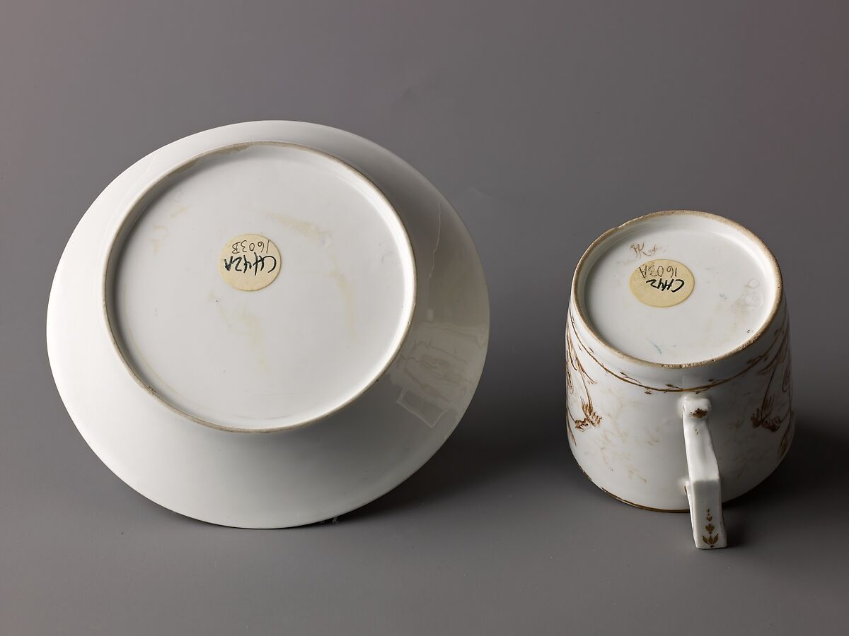 Cup and saucer, Hard-paste porcelain, German, Nymphenburg